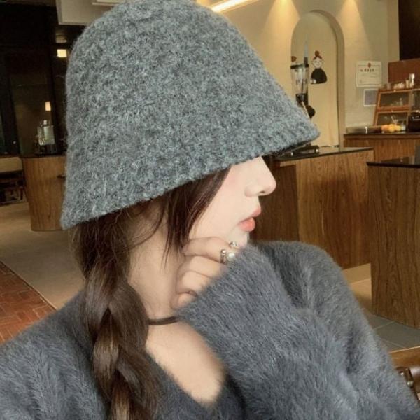 따뜻한 단색 니트 벙거지 모자 여성 여자 가을 겨울
