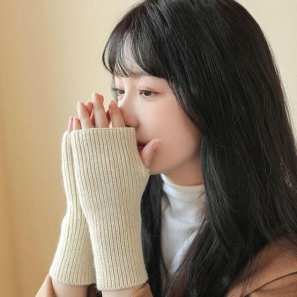 여성 반손가락 니트 워머 장갑 글러브 핸드 손가락 터