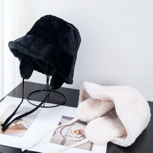 여성 풀 퍼 귀마개 벙거지 챙 방한 모자 겨울 여자 귀