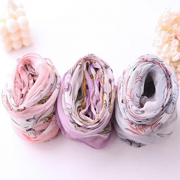 스프링 웨이브 쉬폰 롱 스카프 여성 여자 미니 간절기