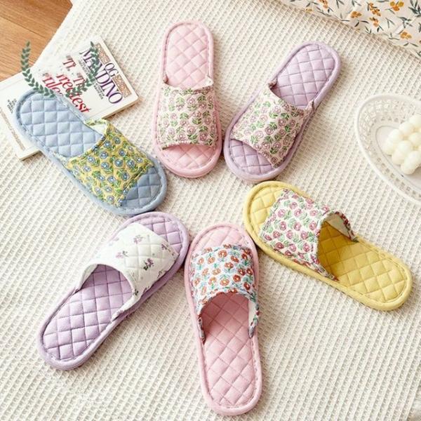 3중 들꽃 면 퀼팅 슬리퍼 실내화 거실화 여성 여자 홈