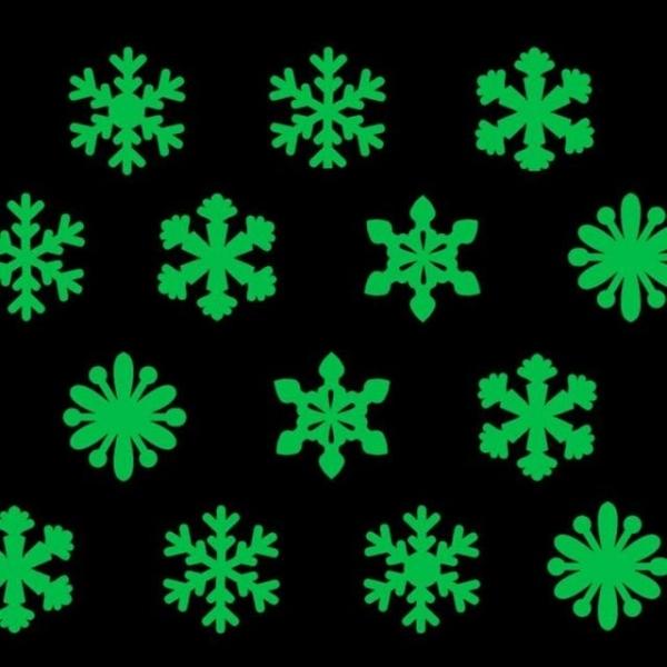 루미너스 3 야광 눈꽃 스티커 1봉지 0개 눈꽃 인테리어 야광 눈스티커 겨울스티커 꽃눈