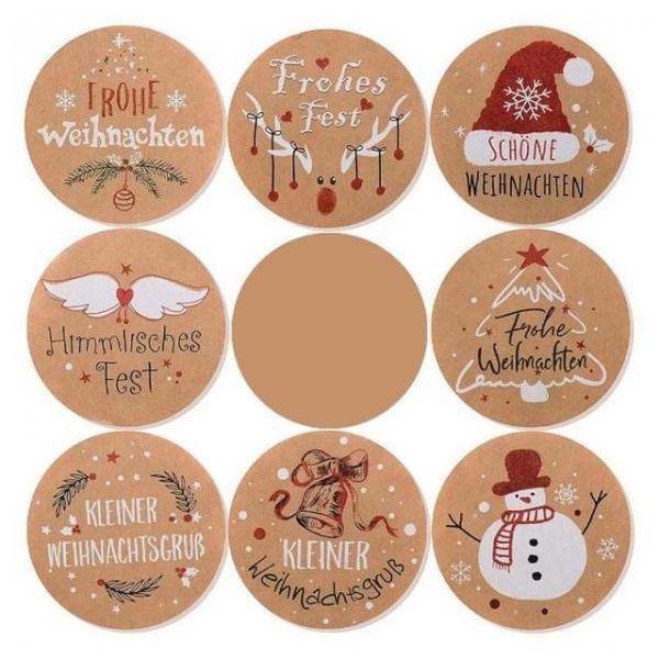 크라프트 크리스마스 스티커 3.8cm 1롤 00개 꾸미기 산타 크리스마스 트리 루돌프 선물 포장