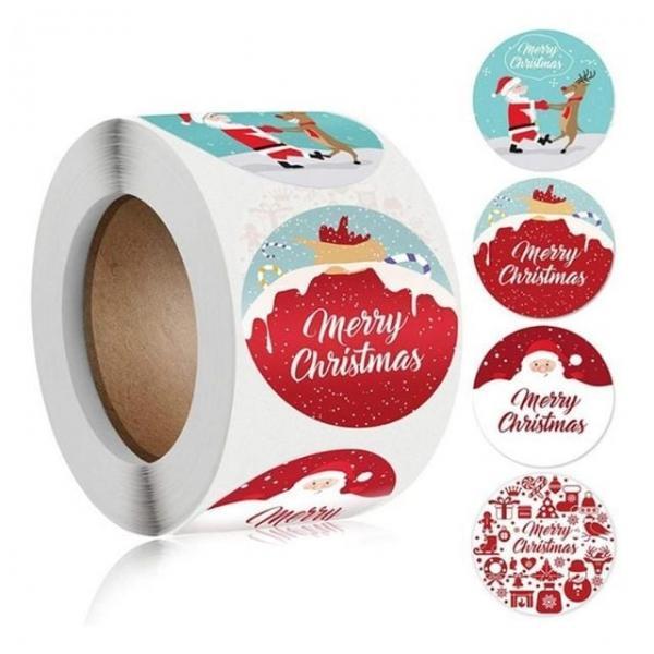 산타와 루돌프 스티커 3.8cm 1롤 00개 크리스마스스티커 눈사람스티커 성탄절스티커 루돌프스티커