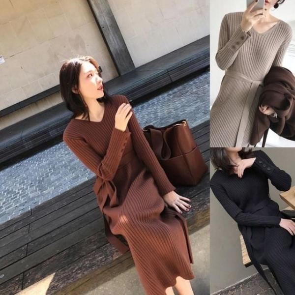 골지 니트 롱원피스 겨울 니트 원피스 골지 롱