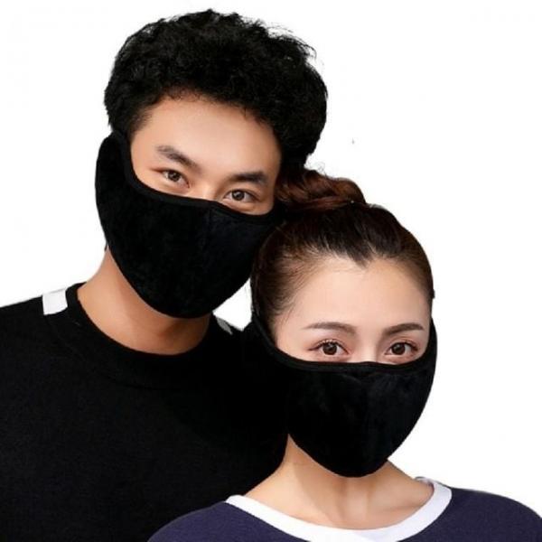 극세사 방한 겨울용 귀마개 마스크 블랙 두꺼운 스키 보드 자전거 등산 골프 도톰한 오토바이 오픈형
