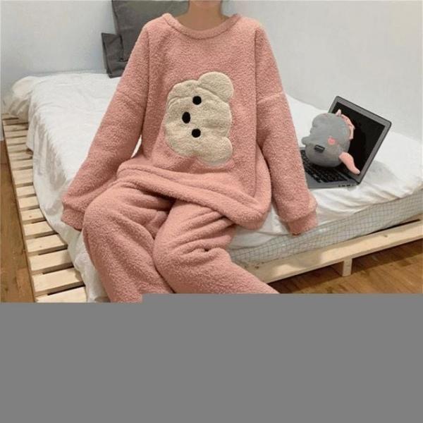 까꿍 극세사 파자마세트 파자마 극세사 여성 세트 잠옷 겨울