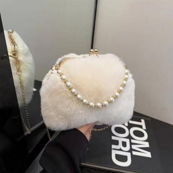 뽀송 진주 퍼 크로스백 숄더백 가방 미니 털가방 겨울 가방 여성 여성용 여성 토트백 체인백 왕골 여성