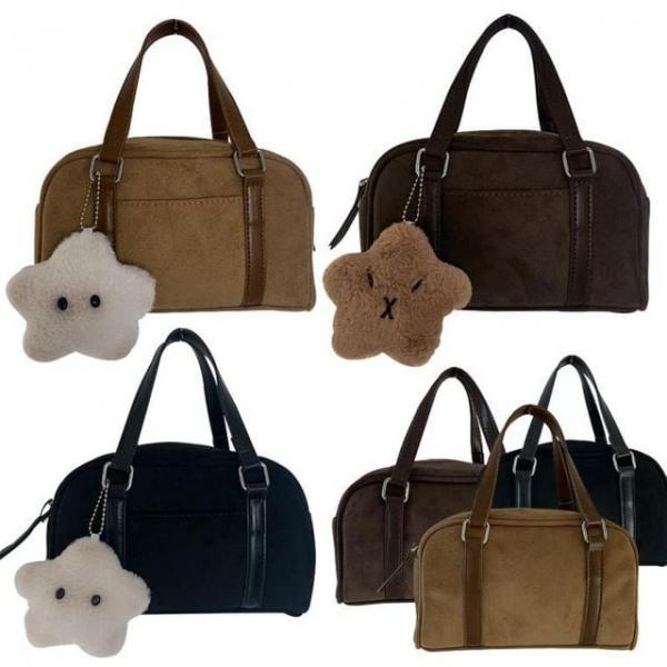 스웨이드투웨이백 레더 토트 크로스 가방장식 가방 스퀘어 패션 룩 짐 손 포인트 토트백 겨울