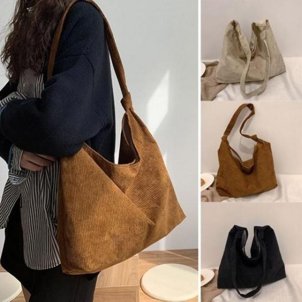 여성 무지 코듀로이 매듭 숄더백 09 여자가방 에코백 겨울가방 기본가방 여성가방 코듀로이가방