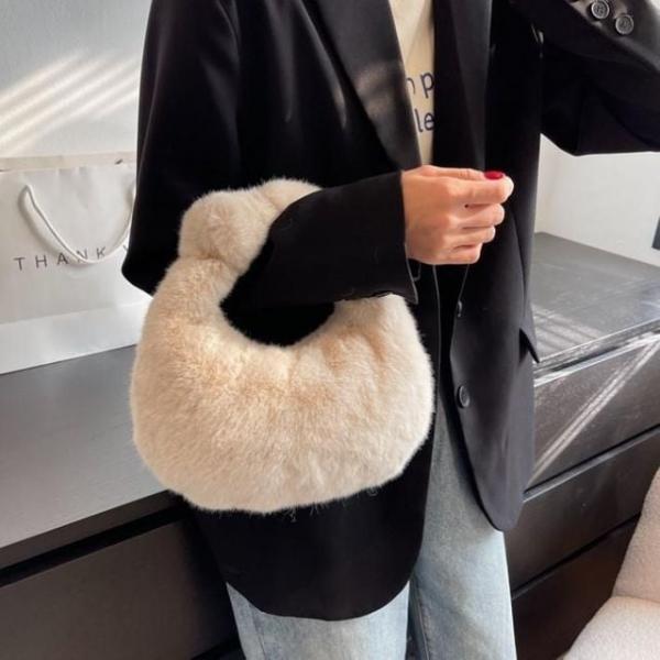 여성 매듭 라운드 겨울 퍼가방 페이크퍼 토트백 토트백 퍼가방 털가방 페이크 매듭손잡이가방 외출가방