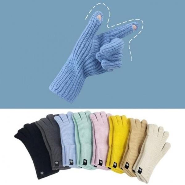 핑거홀 소프트 니트 터치장갑 8color 기모 핑거홀 니트 장갑 터치 슬리브 긴목 겨울 스마트폰 방한