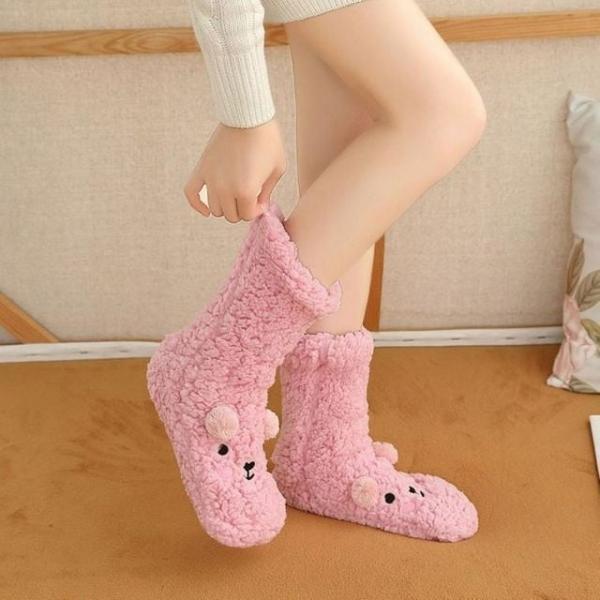 여성 미끄럼방지 양털 뽀글이 방한 롱 수면양말 삭스 color 임산부 수족냉증 캐릭터수면 극세사 겨울