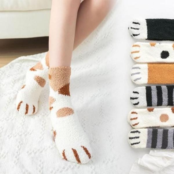 수면양말삭스 여자 임산부 롱 고양이 수면양말 종 수족냉증 극세사 덧신 수족냉증 양말 롱 겨울 고양이