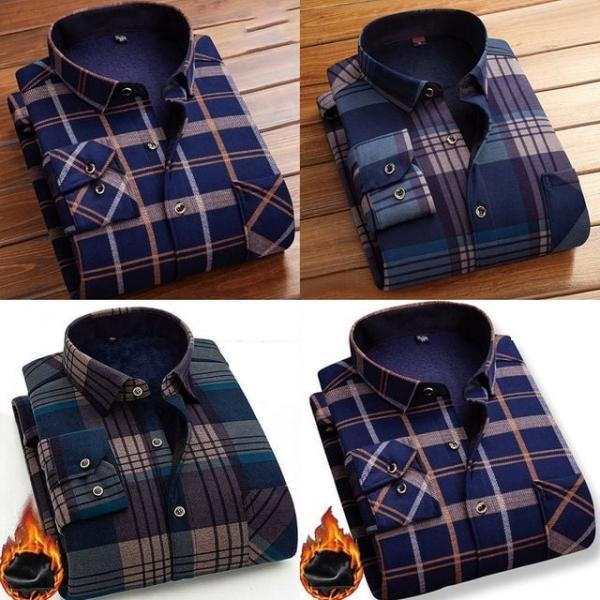 남성 겨울 체크무늬 기모 남방 셔츠