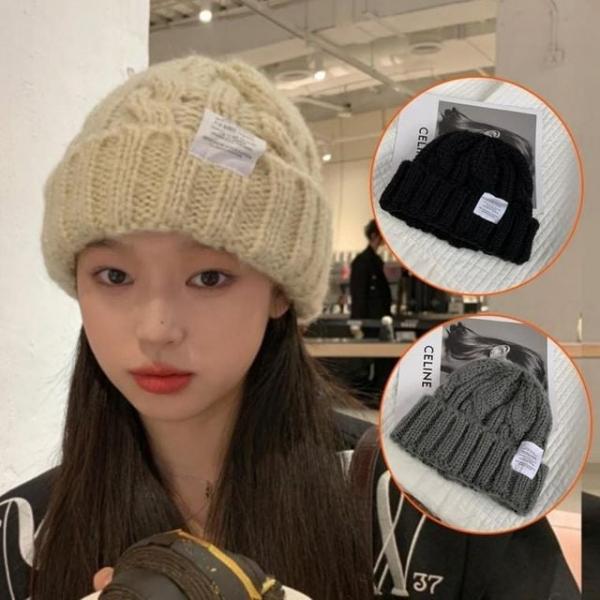 스타일리시한 겨울용 꽈배기 비니 니트 여성 털모자 니트 꽈베기 모자 꽈배기 비니 여성 털 겨울