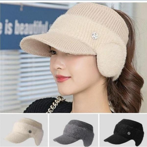 여성 여자 겨울 골프 썬캡 귀마개 모자 니트 방한 캡 털모자 여자골프모자 털모자 여성