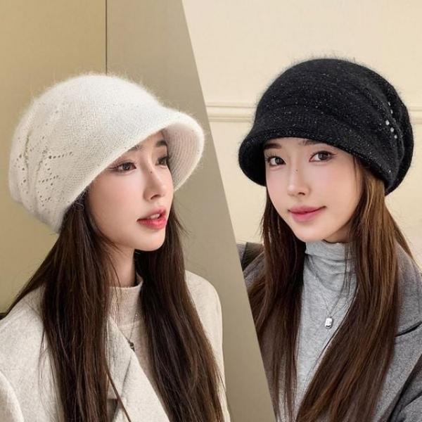 너무 예쁜 겨울모자 나이상관없는 큐빅 스팽글 캡비니 니트 비니 중년여성 엄마 할머니 방울모자 여성모자