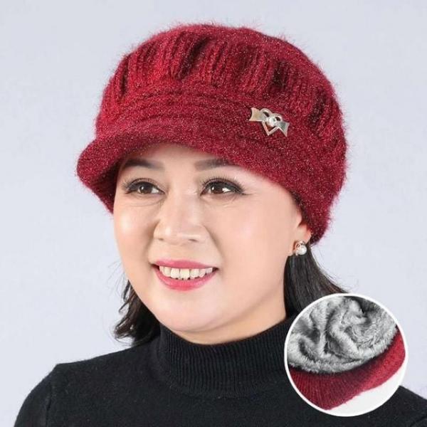 중년여성 겨울 방한모 할머니모자 융털기모 니트모자 니트 중년 여자 방한모자 기모모자 엄마 여성 할머니