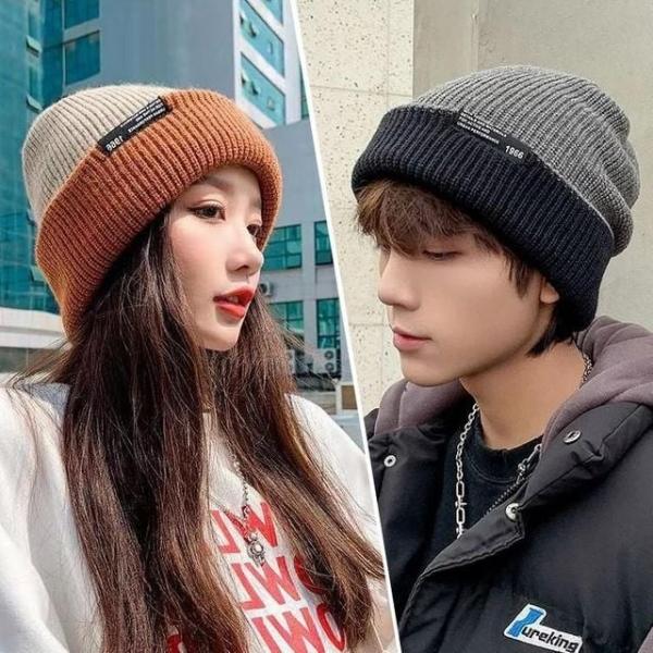 남자여자 네가지스타일 따뜻한 양면 라벨 니트 비니 쓰는법 여성 겨울 양면 여자모자 비니 패션