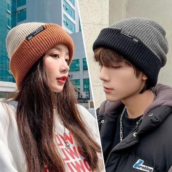 남자여자 네가지스타일 따뜻한 양면 라벨 니트 비니 쓰는법 여성 겨울 양면 여자모자 비니 패션