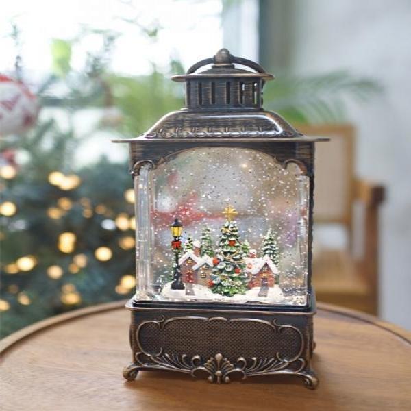 크리스마스 직사각 투명 랜턴 워터볼 오르골