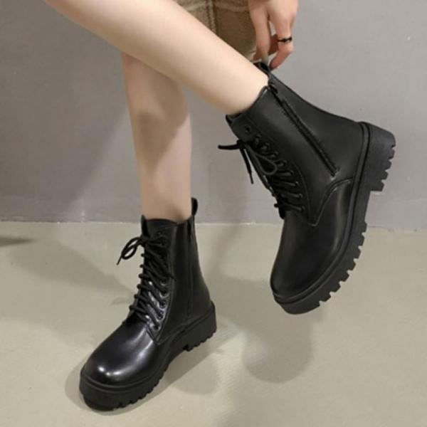 여성 고급 부츠 빅사이즈 어반 라인 레이스업 워커