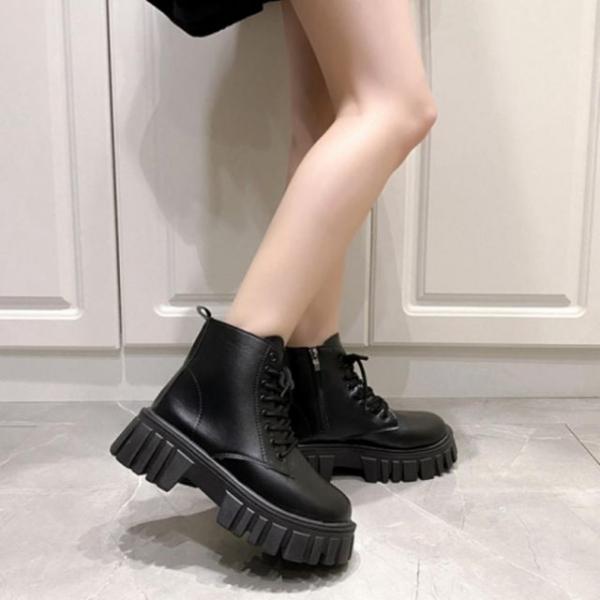 여성 고급 빅사이즈 볼드솔 하이탑 플랫폼 워커 부츠