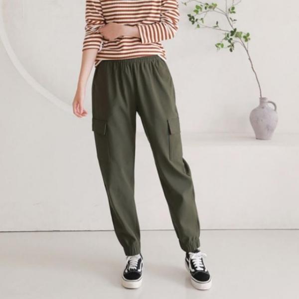 여성 안감 양털 모노 카고 조거 바지 와이드 팬츠