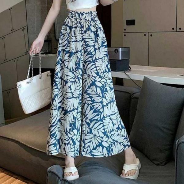 여성 여자 여름 데일리 통 바지 밴딩 9부 와이드 팬츠