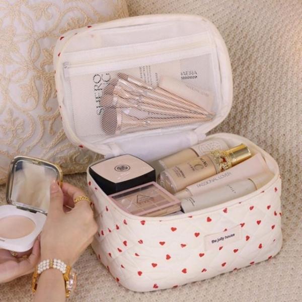 대용량 하트파우치 다용도 여행용 화장품 휴대용 파우치
