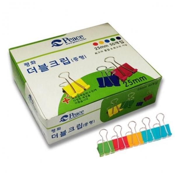 오피스용품 문구 크립 중형 25mm 50개입 6g 칼라