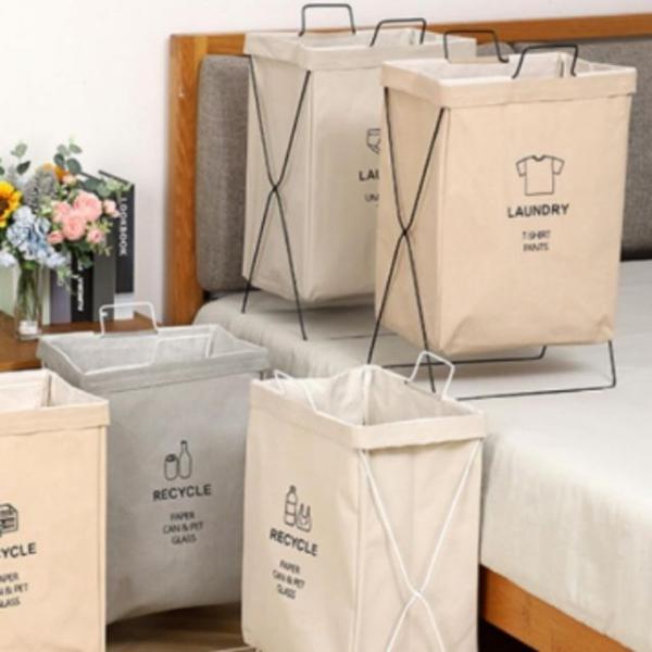 가정용 미니 철제 프레임 접이식 분리수거함 휴지통