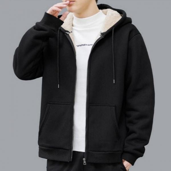 두툼 양털 남여공용 오버핏 융털 기모 겨울 후드 집업