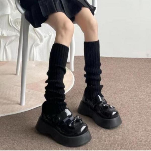 여성 겨울 니트 짜임 보온성 있는 레그 워머 수면 양말