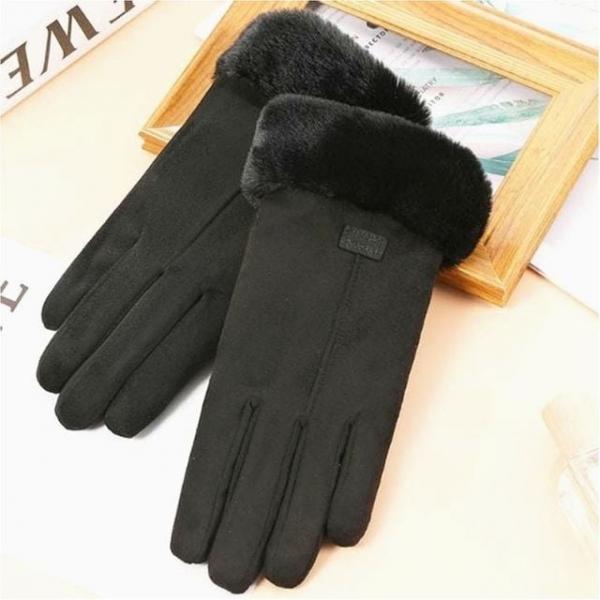 여성 벨벳 촉감 소프트 퍼 포인트 겨울 스마트폰터치 장갑