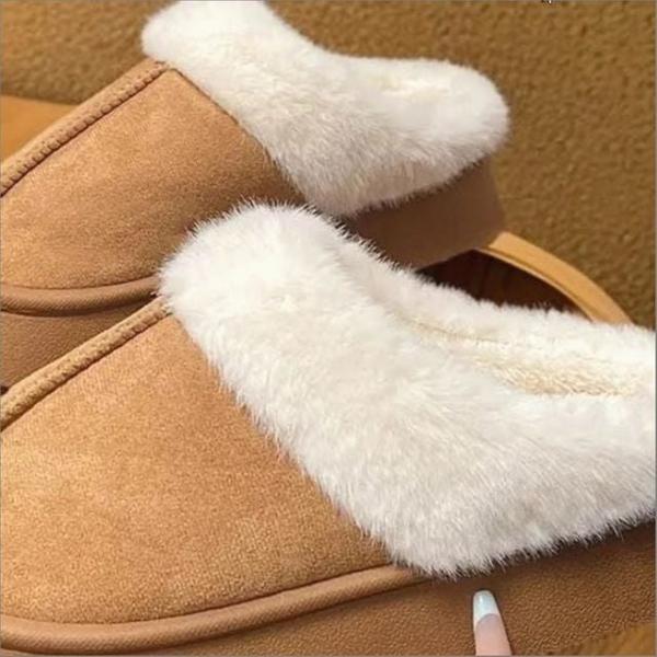 여성 퍼 안감 털슬리퍼 키높이 통굽 겨울 스웨이드 뮬 신발