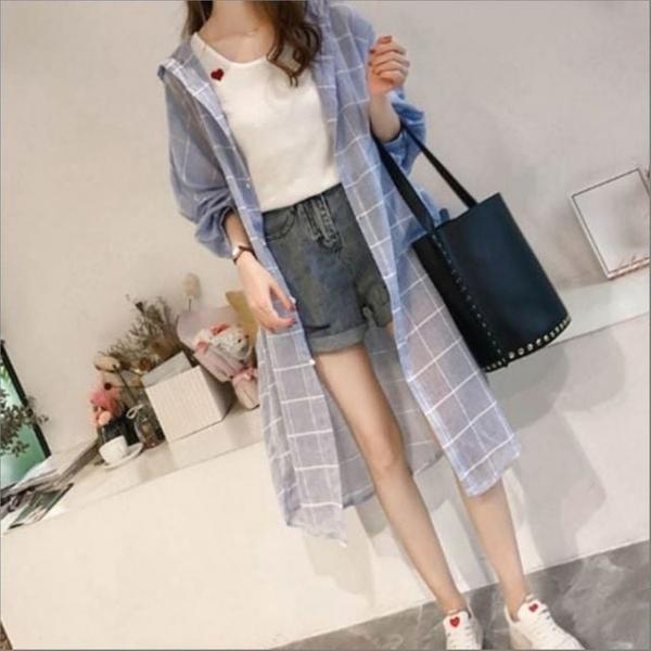 여자 간절기 후드달린 루즈핏 남방 셔츠 가디건 원피스형