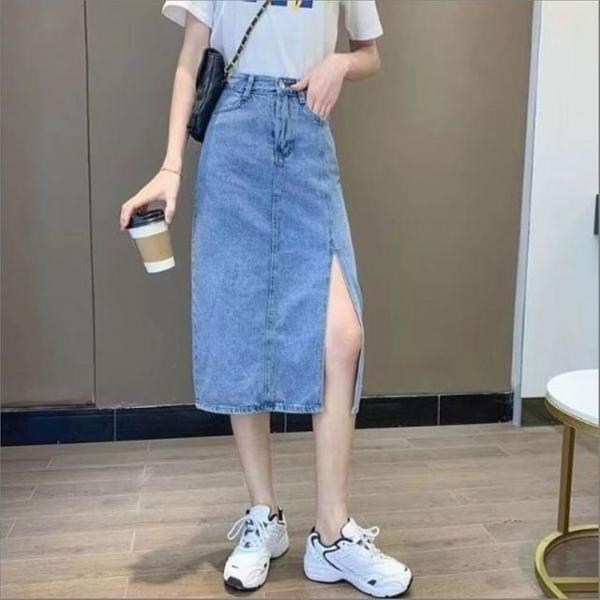 여성 옆트임 H라인 청치마 데님 스커트 활동성 좋은 절개치마