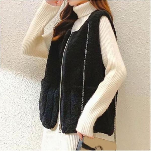 여성 인조양털 레이어드 조끼 뽀글이 이너쪼끼 겨울 사무실