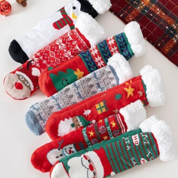 은창)따뜻한 캐롤 힐링 크리스마스 롱 양말 수면양말 겨울 무지양말 기모양말 히트 선물 단체 수면 털