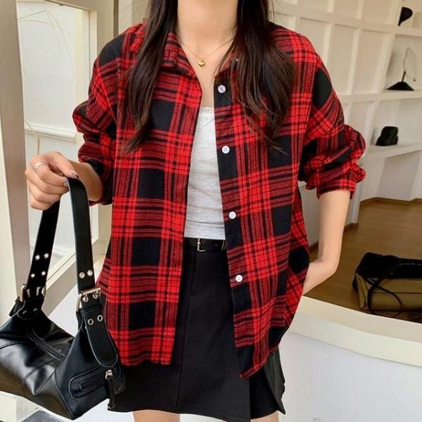 G126941_빈티지 체크남방 체크셔츠 블라우스