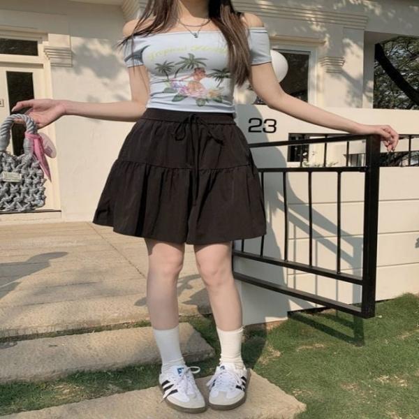 여성 2컬러 큐티 플레어 반바지 미니스커트 치마바지