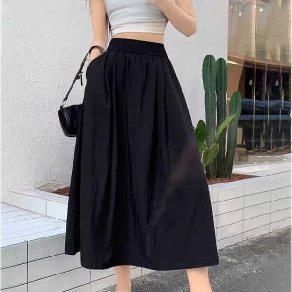 여성 데일리 나들이 룩 밴딩 롱 스커트 편한 치마