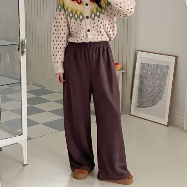 마이픽 특양면 홈패션 여성 와이드 밴딩 트레이닝 팬츠