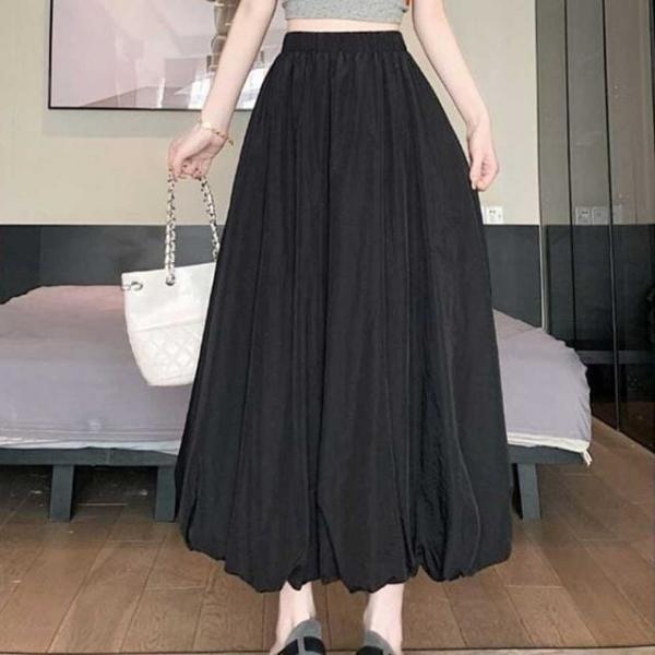 여자 밴딩 치마 허리 편한 벌룬 롱 스커트 고무줄 코디