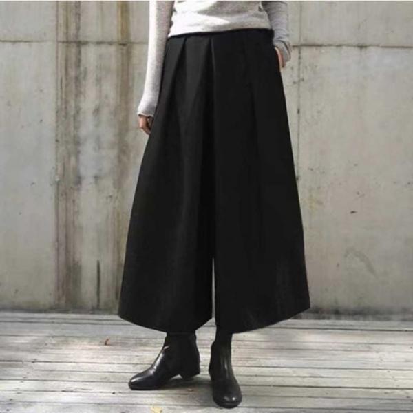 와이드 큐롯 슬랙스 뒷밴딩 겨울 출근 룩 팬츠 코디