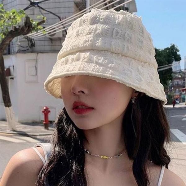 패션 엠보 버킷햇 벙거지 휴가 여행 데일리 여성 모자