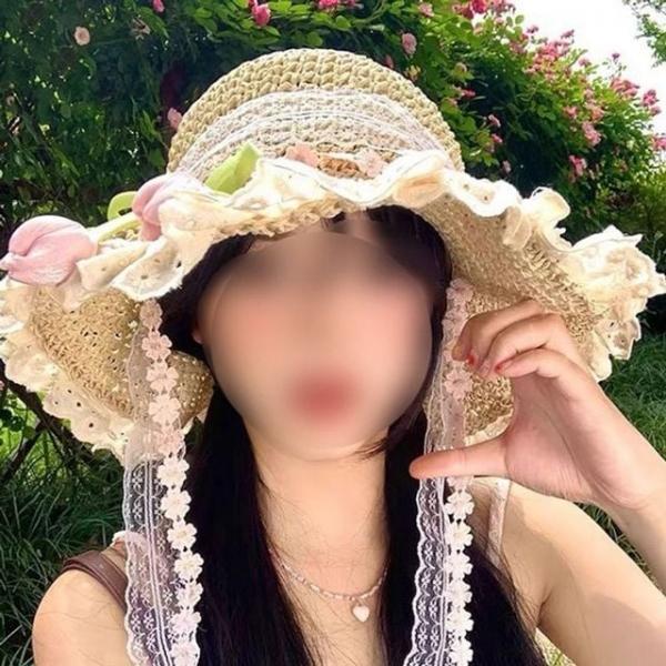 핑크 플라워 라탄 모자 벙거지 휴양지 라탄햇 바캉스