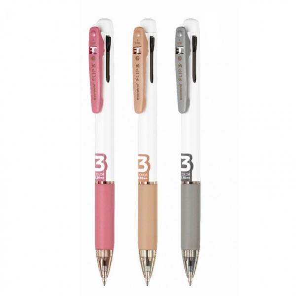 모나미 플립3 0.38mm 3색볼펜 지점도 잉크 집게형